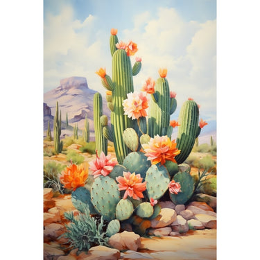 Cactus canvas with Flowers